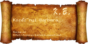 Kozányi Barbara névjegykártya